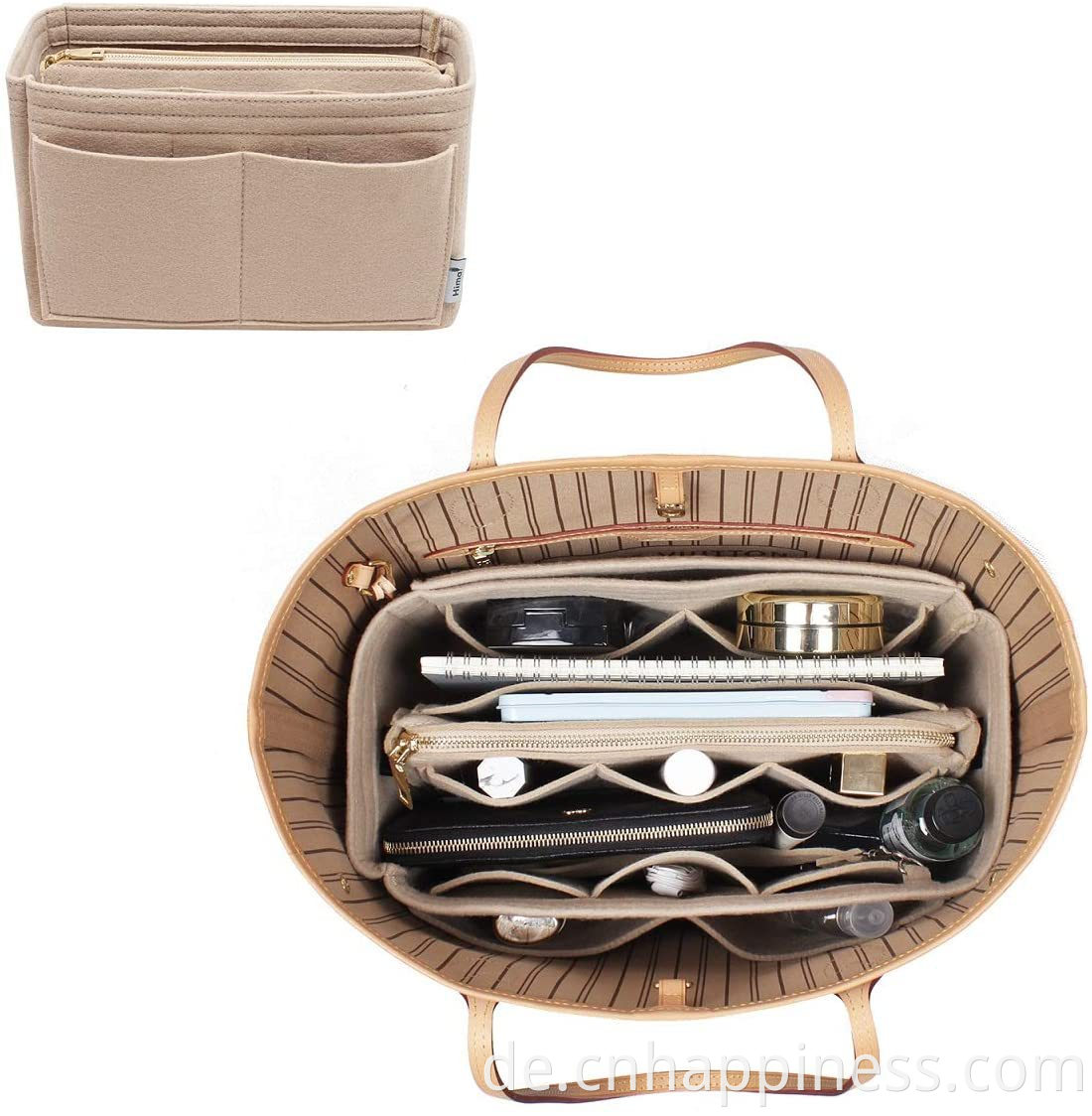 Großhandel Amazon Mode tragbare Badezimmer Frauen Make -up Aufbewahrungstasche Organizer Filz Toiletten -Tasche Hängende Kosmetikbeutel Travel